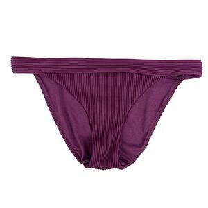 Hollister Dark Plum Purple Ribbed Hipster Swim Bikini Bottom Size Large